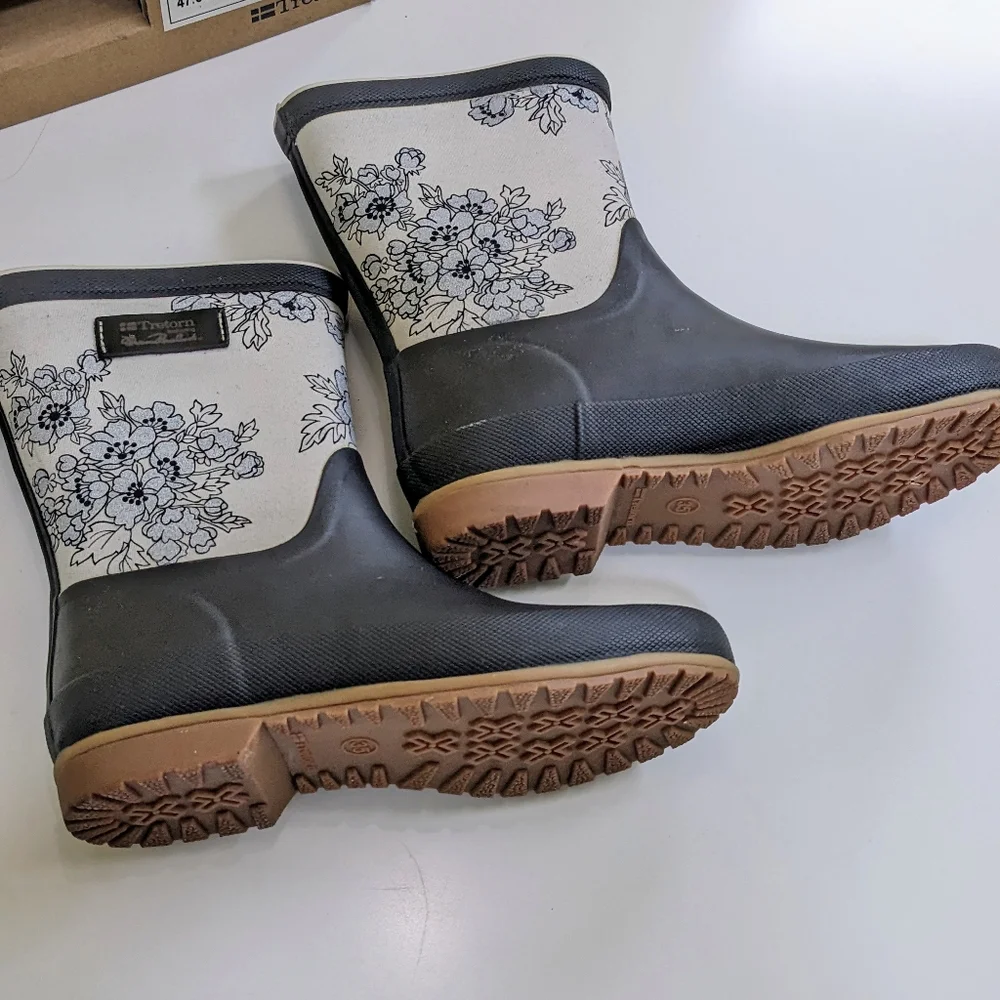 Tretorn Rain Boots Elsa William Morris Black Rain Women's size 5 - Picture 2 of 13